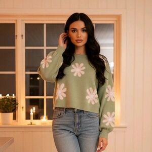 U Define Boutique Women's Large Floral Sweater: Viscose, Poly, Polyamide Blend